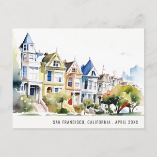 Cartão Postal De Festividades San Francisco Painted Ladies Landscape Travel
