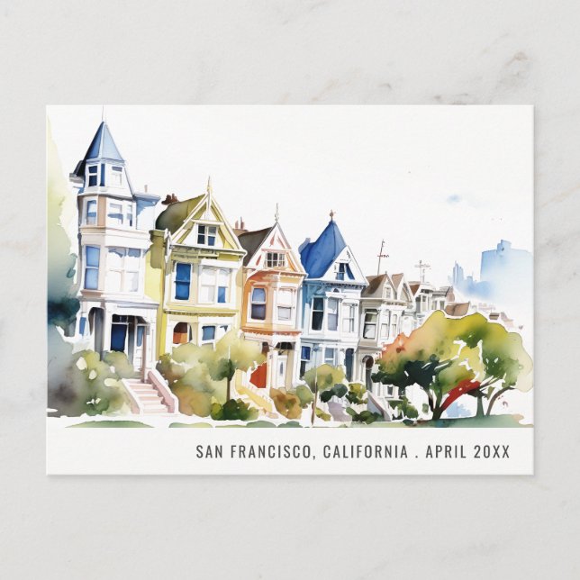 Cartão Postal De Festividades San Francisco Painted Ladies Landscape Travel (Frente)