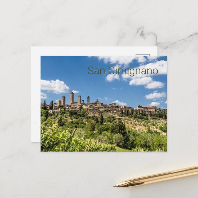 Cartão Postal De Festividades San Gimignano Toscânia Itália Panorama Souvenir (Frente/Verso In Situ)
