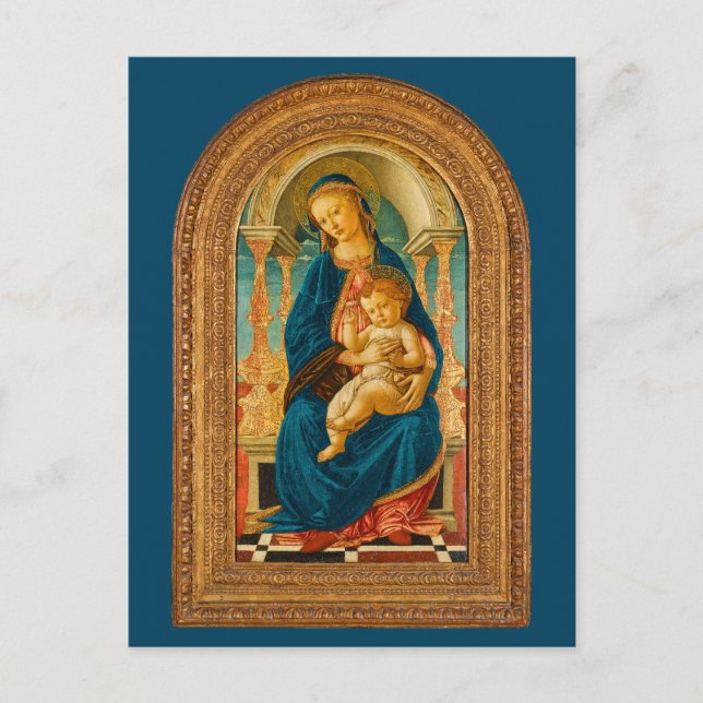 Cartão Postal De Festividades Sandro Botticelli Madonna e Child c 1470 (Frente)
