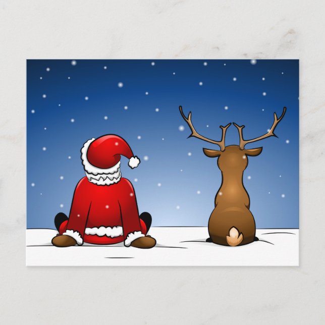 Cartão Postal De Festividades Santa and Ruloph (Frente)