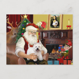 Cartão Postal De Festividades Santa At Home - West Highland Terrier 5