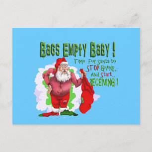 Cartão Postal De Festividades santa bags empty funny christmas cartoon