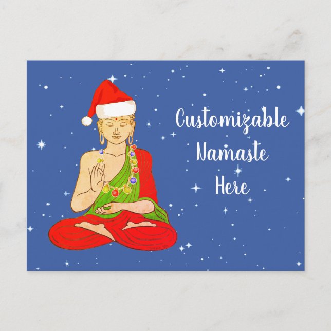 Cartão Postal De Festividades Santa Buddha Namaste Personalizável (Frente)