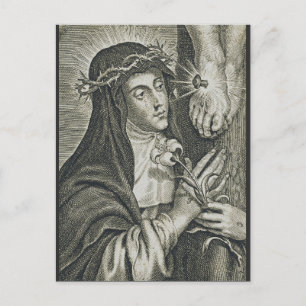 Cartão Postal De Festividades Santa Catarina de Siena Crucificação Arte Noir Fé