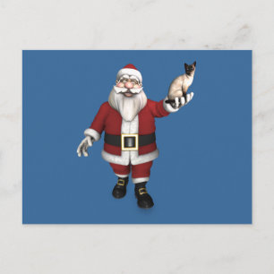 Cartão Postal De Festividades Santa Claus ama Gatos Siameses