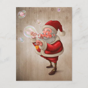 Cartão Postal De Festividades Santa Claus and the bubbles soap
