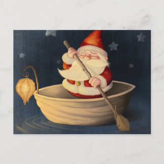 Cartão Postal De Festividades Santa Claus and walnut shell