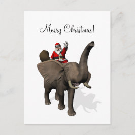 Cartão Postal De Festividades Santa Claus Andando Elefante