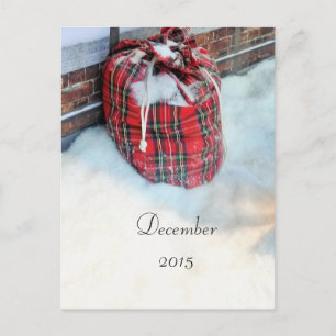 Cartão Postal De Festividades Santa Claus Bag em neve, cartão de dezembro de 201