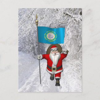 Cartão Postal De Festividades Santa Claus Com Alferes Da Dakota Do Sul