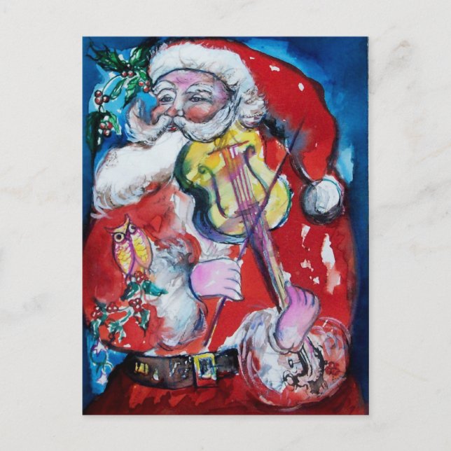 CARTÃO POSTAL DE FESTIVIDADES SANTA CLAUS COM VIOLIN S MONOGRAM (Frente)