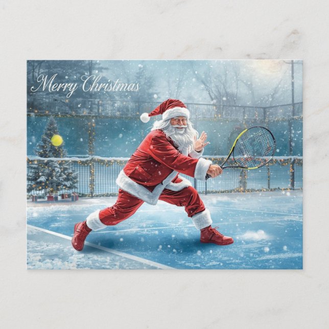 Cartão Postal De Festividades Santa Claus Jogando Feriado de Inverno Tênis (Frente)