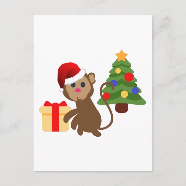 Cartão Postal De Festividades santa claus monkey emoji (Frente)