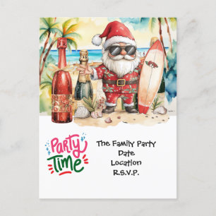 Cartão Postal De Festividades SANTA CLAUS na praia do Havaí no Natal