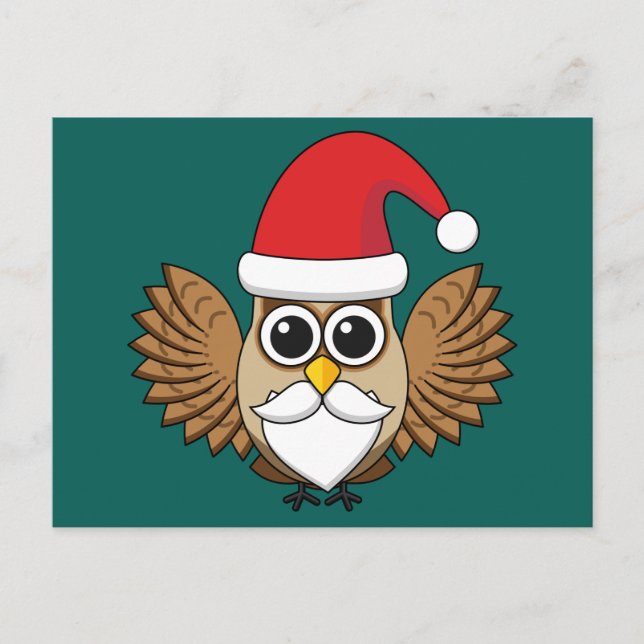 Cartão Postal De Festividades Santa Claus Owl (Frente)
