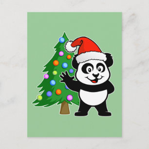 Cartão Postal De Festividades Santa Claus Panda