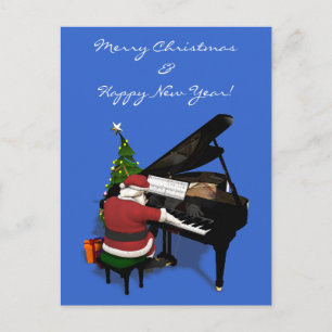 Cartão Postal De Festividades Santa Claus Playing Piano