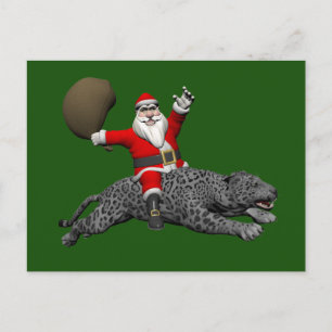 Cartão Postal De Festividades Santa Claus Riding A Grey Panther
