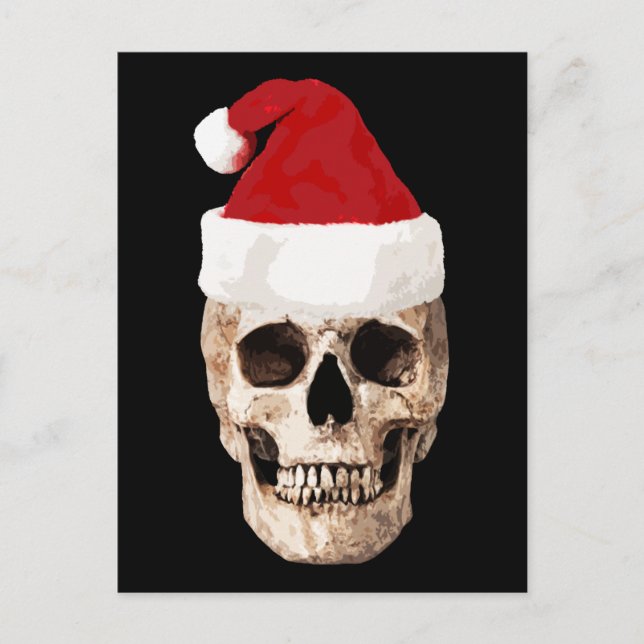 Cartão Postal De Festividades Santa Claus Skull - Christmas is Dead (Frente)