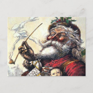 CARTÃO POSTAL DE FESTIVIDADES SANTA CLAUS SMOTING VINTAGE DESIGN