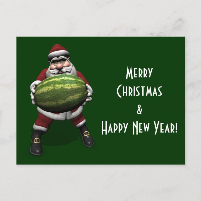 Cartão Postal De Festividades Santa Claus With Huge Watermelon (Frente)