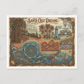 Cartão Postal De Festividades Santa Cruz California Dreams Map – Vibrant Coast