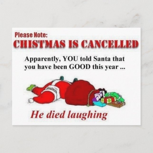 Cartão Postal De Festividades Santa died laughing (Frente)