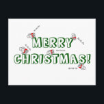 Cartão Postal De Festividades Santa Fly Christmas Postcard<br><div class="desc">This adorable Christmas postcard shows five bug-eyed flies landing on various letters of the words,  "Merry Christmas."   Each of the five flies are wearing Santa hats and saying,  "Ho Ho Ho."  A very unique and cute Christmas postcard for everyone.</div>