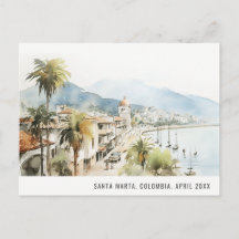 Santa Marta Colômbia Aquarela Paisagem Viagem