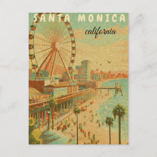 Cartão Postal De Festividades santa monica monica califórnia viagem vintage cl