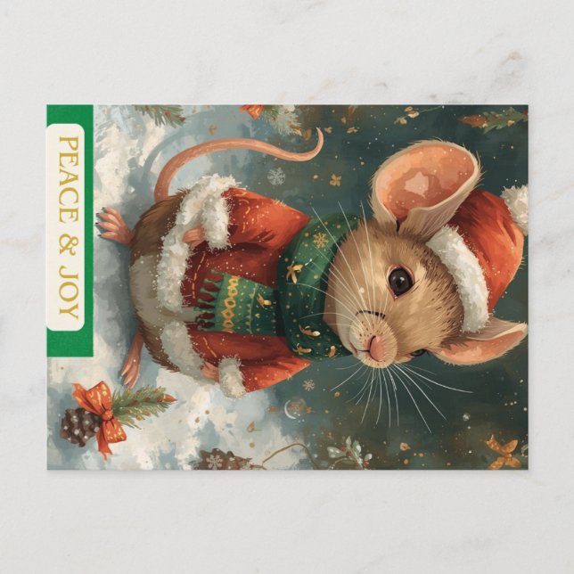 Cartão Postal De Festividades Santa Mouse Holiday Postcard (Frente)