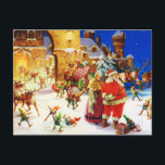Cartão Postal De Festividades Santa & Mrs. Claus at the North Pole Christmas Eve<br><div class="desc">Santa and Mrs. Claus and His Elves at the North Pole on Christmas Eve</div>