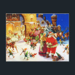 Cartão Postal De Festividades Santa & Mrs. Claus at the North Pole Christmas Eve<br><div class="desc">Santa and Mrs. Claus and His Elves at the North Pole on Christmas Eve</div>