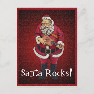 Cartão Postal De Festividades Santa Rocks Christmas Postcard