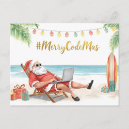 Cartão Postal De Festividades Santa’s Online Programmer Merry Christmas!