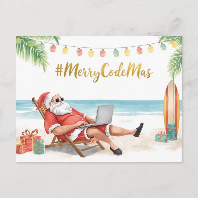 Cartão Postal De Festividades Santa’s Online Programmer Merry Christmas! (Frente)