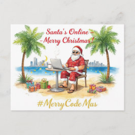 Cartão Postal De Festividades Santa’s Online Programmer Merry Christmas!