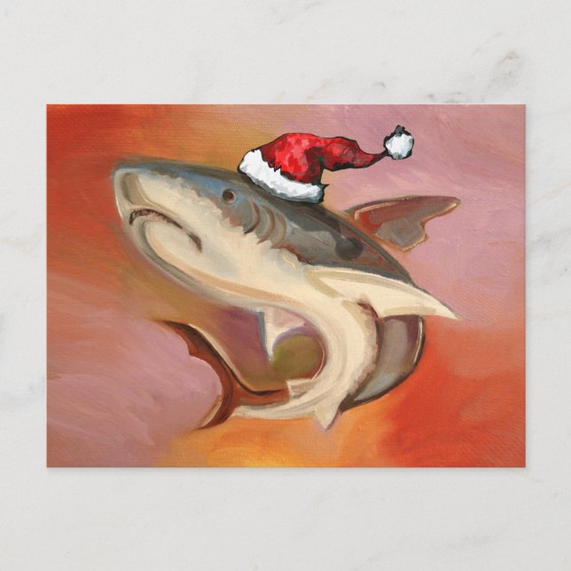 Cartão Postal De Festividades Santa Shark (Frente)
