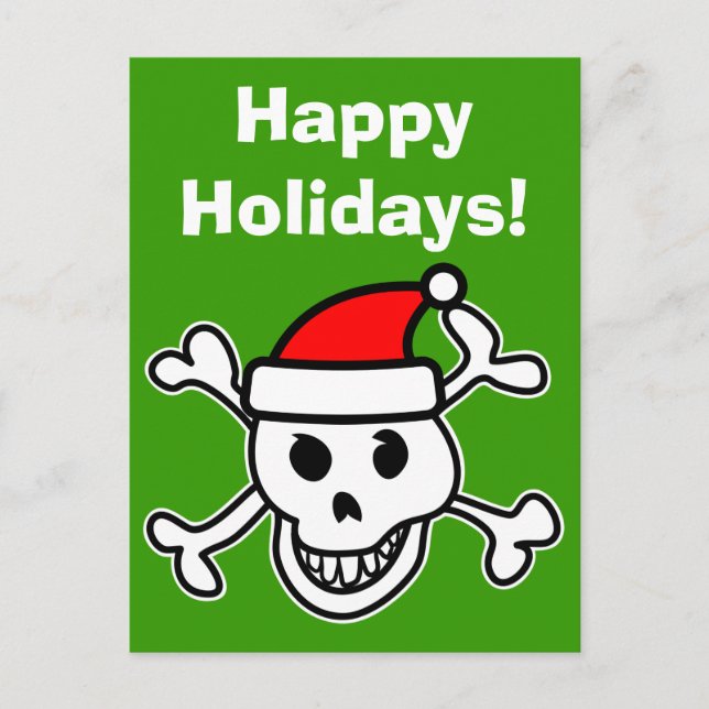 Cartão Postal De Festividades Santa skull Christmas greeting card with greeting (Frente)