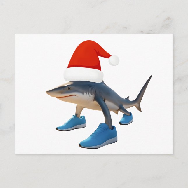 Cartão Postal De Festividades Santa Tralalero Tralala –Shark in Santa Hat (Frente)