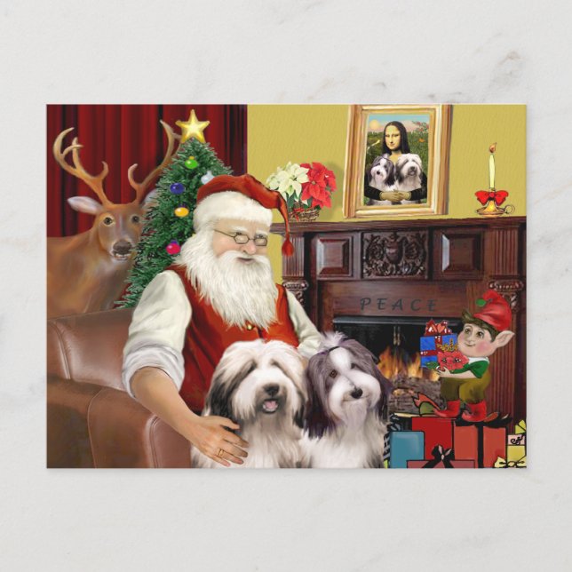 Cartão Postal De Festividades Santa's Bearded Collie (Frente)