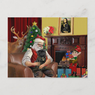 Cartão Postal De Festividades Santa's Black Pug