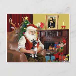 Cartão Postal De Festividades Santa's Boston Terrier