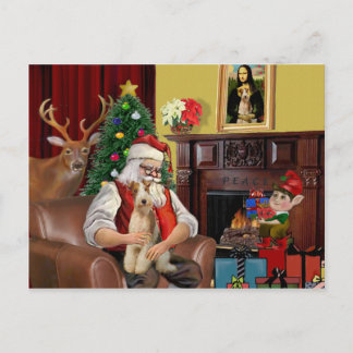 Cartão Postal De Festividades Santa's Fox Terrier (wire)