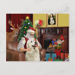Cartão Postal De Festividades Santa's GreatPyrenees
