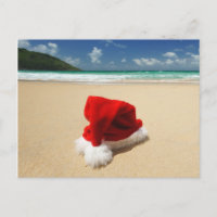 Santa's hat on a tropical beach