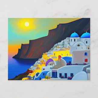 Cartão Postal De Festividades Santorini no Sunset