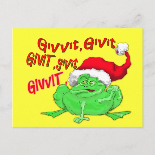Cartão Postal De Festividades Sapo com sapo santa hat givit givit (Frente)