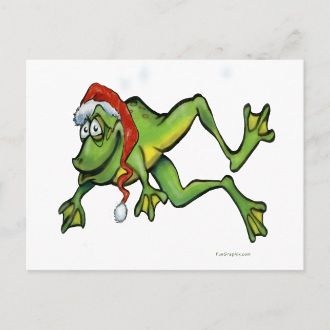 Cartão Postal De Festividades Sapo de Natal (Frente)